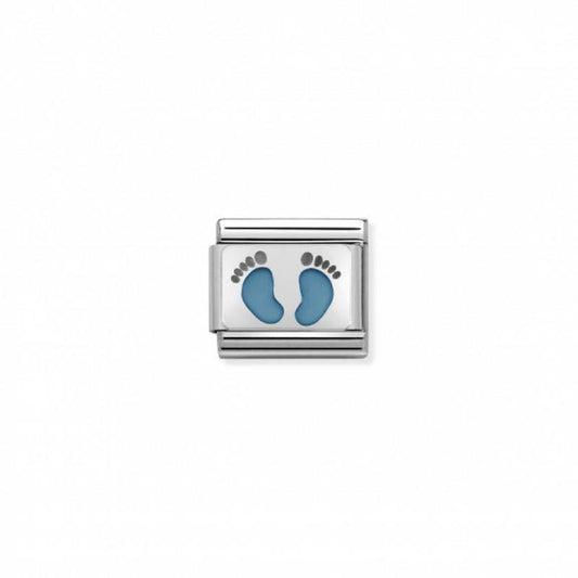 Nomination Composable Link Blue Footprints, Silver & Enamel