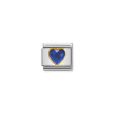 Nomination Composable Link Blue Heart, Faceted Cubic Zirconia, 18K Gold