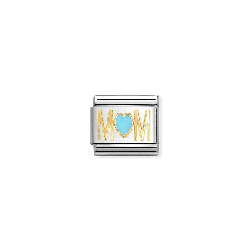 Nomination Composable Link Blue Heart Mom, 18K Gold