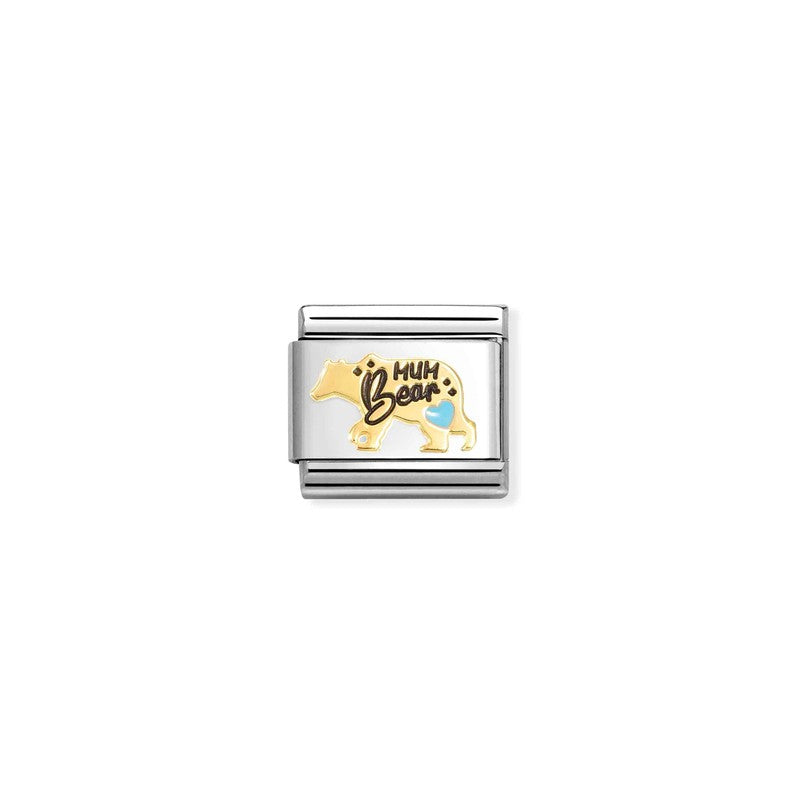 Nomination Composable Link Blue Mum Bear, 18K Gold & Enamel