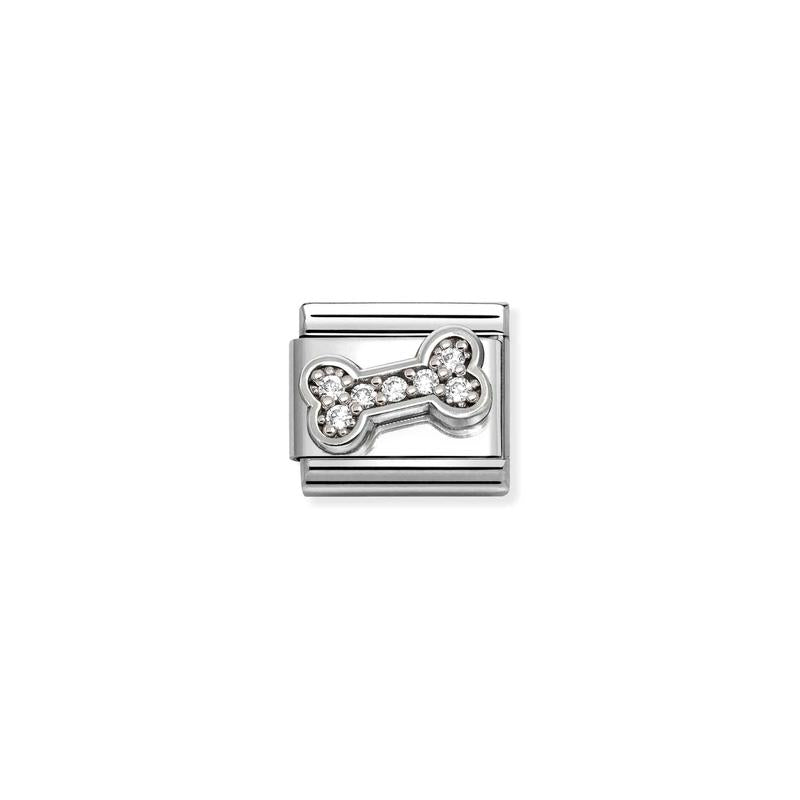 Nomination Composable Link Bone with CZ, 925 Sterling Silver