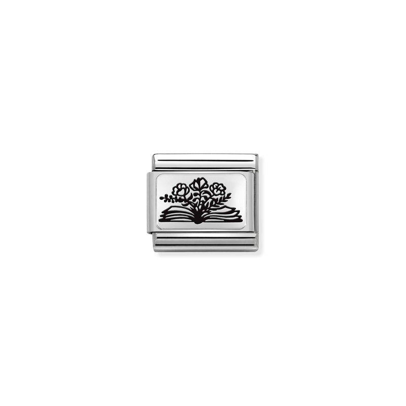 Nomination Composable Link Book With Flowers, Silver