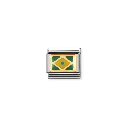 Nomination Composable Link Brazil Flag, 18K Gold & Enamel