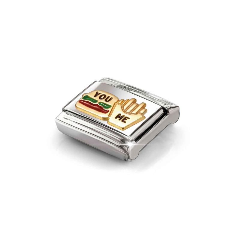 Nomination Composable Link Burger & Fries, 18K Gold & Enamel