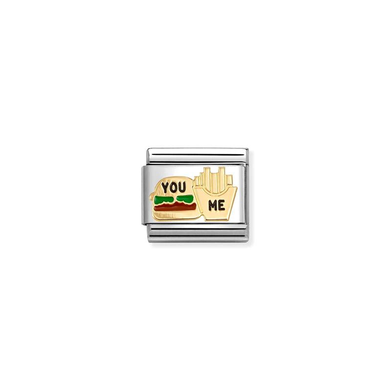 Nomination Composable Link Burger & Fries, 18K Gold & Enamel