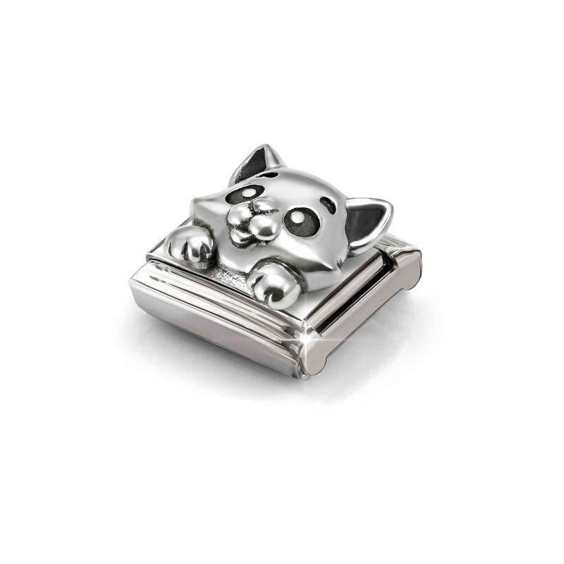 Nomination Composable Link Cat, Oxidized Silver - angle 2