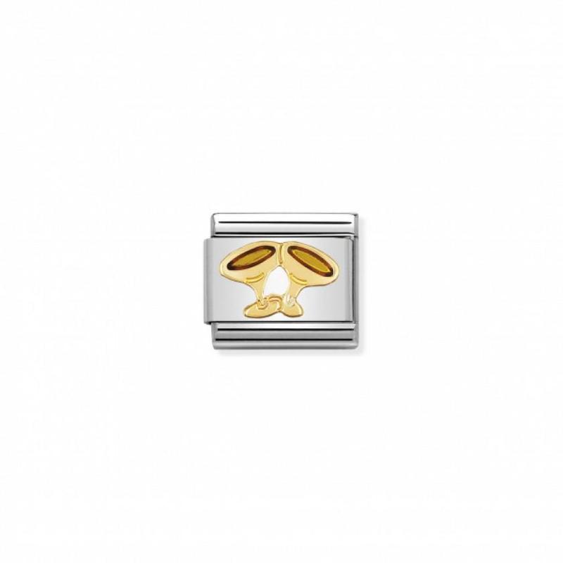 Nomination Composable Link Champagne Glasses, 18K Gold & Enamel