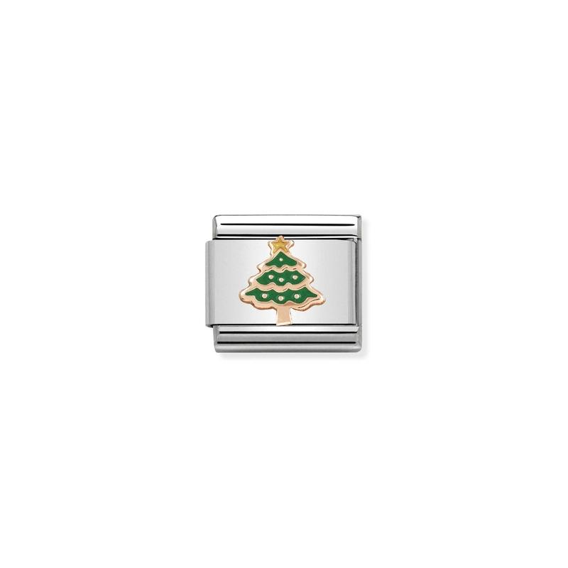 Nomination Composable Link Christmas Tree, 9K Rose Gold & Enamel