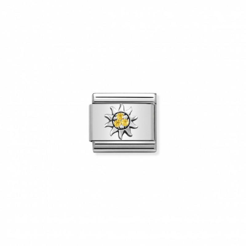Nomination Composable Link Classic Sun, Cubic Zirconia, Silver