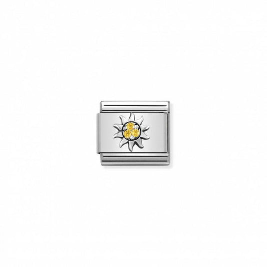 Nomination Composable Link Classic Sun, Cubic Zirconia, Silver