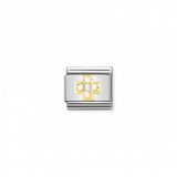 Nomination Composable Link Cross, Cubic Zirconia, 18K Gold