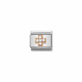 Nomination Composable Link Cross, Cubic Zirconia, 9K Rose Gold