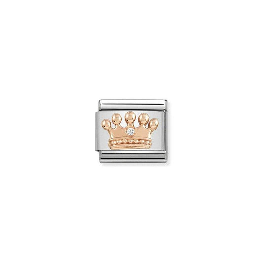 Nomination Composable Link Crown, Cubic Zirconia, 9K Rose Gold