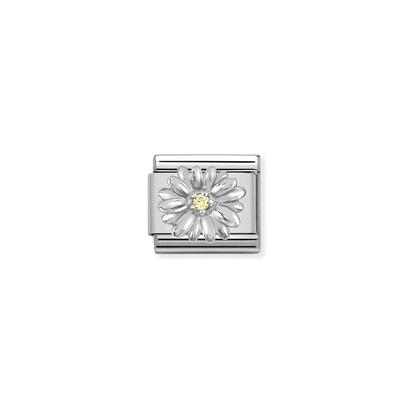 Nomination Composable Link Daisy, Yellow Cubic Zirconia, Silver