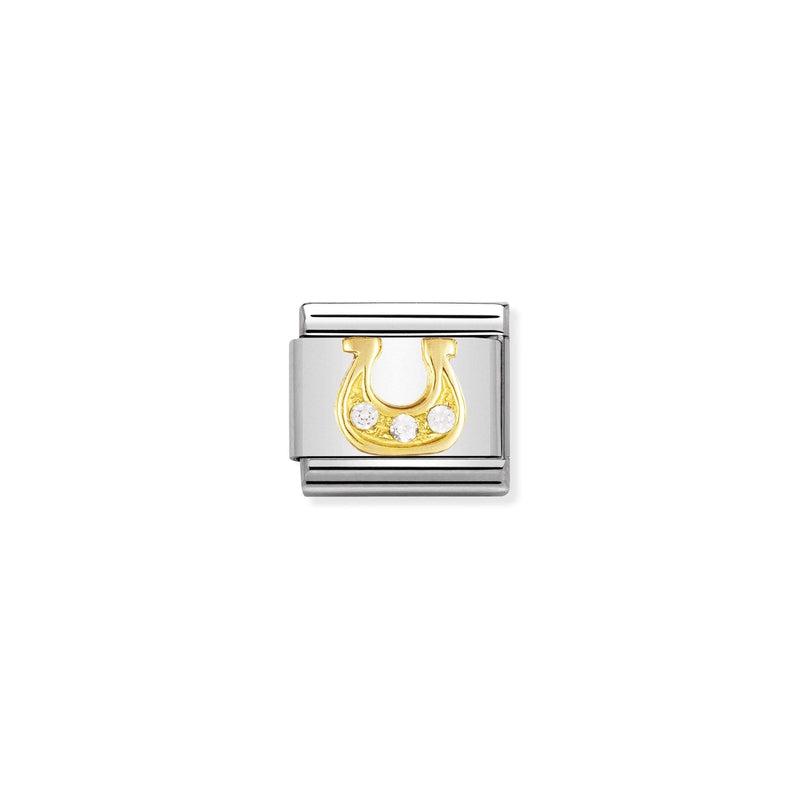 Nomination Composable Link Danish Horseshoe, Cubic Zirconia, 18K Gold