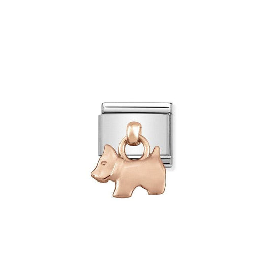 Nomination Composable Link Dog Hanging Charm, 9K Rose Gold