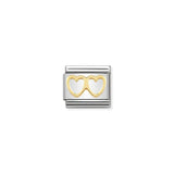 Nomination Composable Link Double Heart, 18K Gold