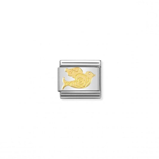 Nomination Composable Link Dove With Rose, 18K Gold