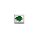 Nomination Composable Link Drop, Left, Faceted Green Cubic Zirconia, 9K Rose Gold