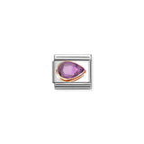 Nomination Composable Link Drop, Right, Faceted Violet Cubic Zirconia, 9K Rose Gold