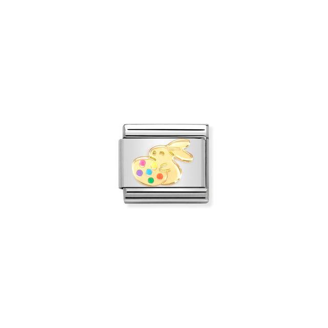 Nomination Composable Link Easter Bunny With Egg, 18K Gold & Enamel
