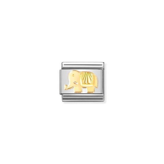 Nomination Composable Link Elephant, Etched, 18K Gold