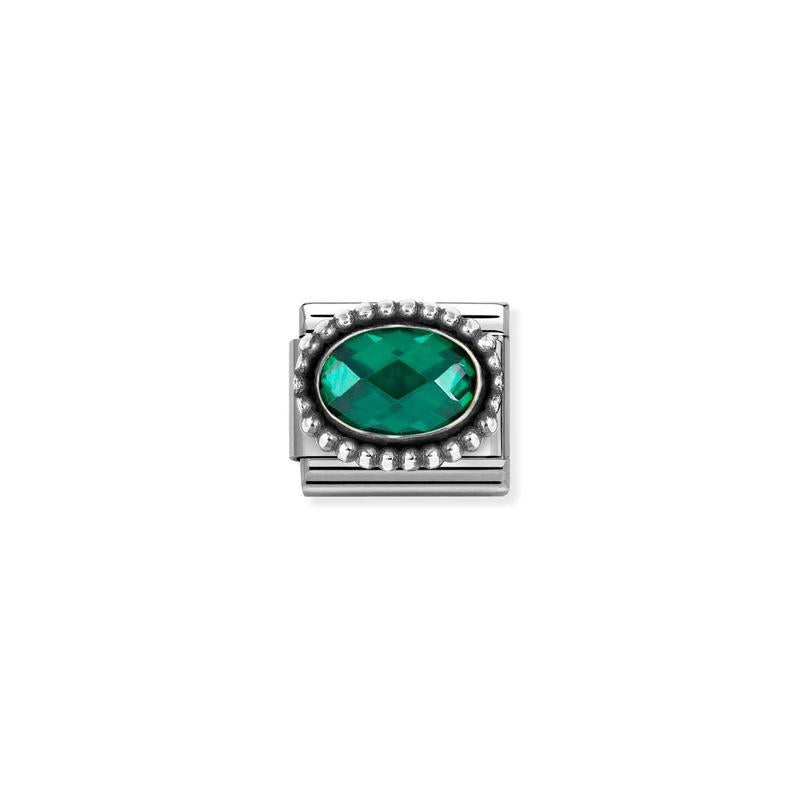 Nomination Composable Link Emerald Green CZ Vintage Effect, Silver - front