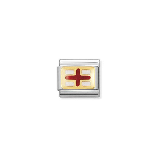 Nomination Composable Link England Flag, 18K Gold & Enamel