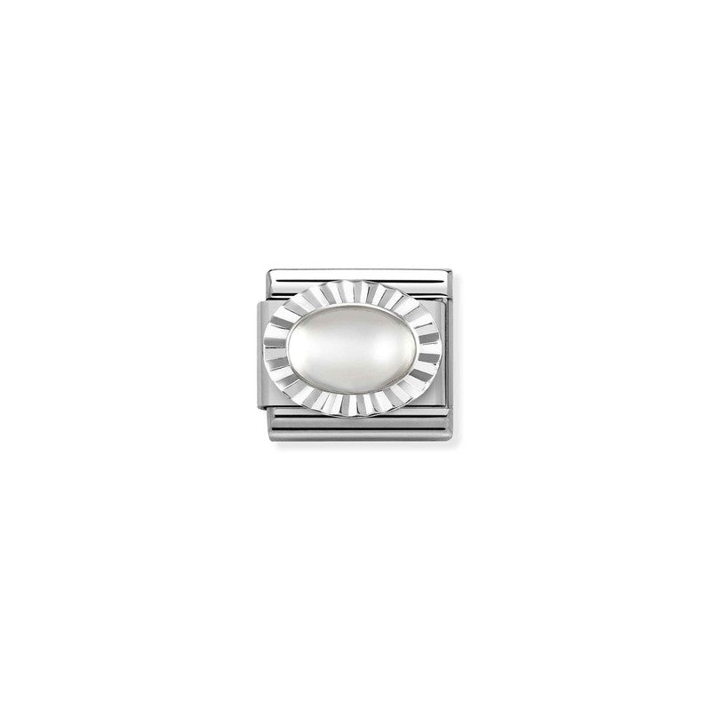 Nomination Composable Link Etched, Oval Moon Stone, Silver