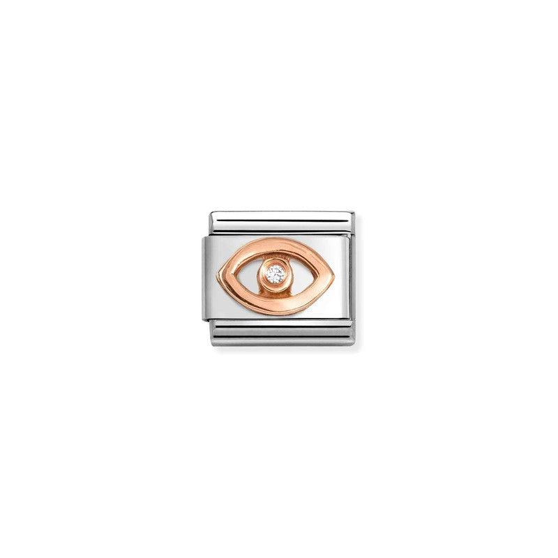 Nomination Composable Link Evil Eye, Cubic Zirconia, 9K Rose Gold