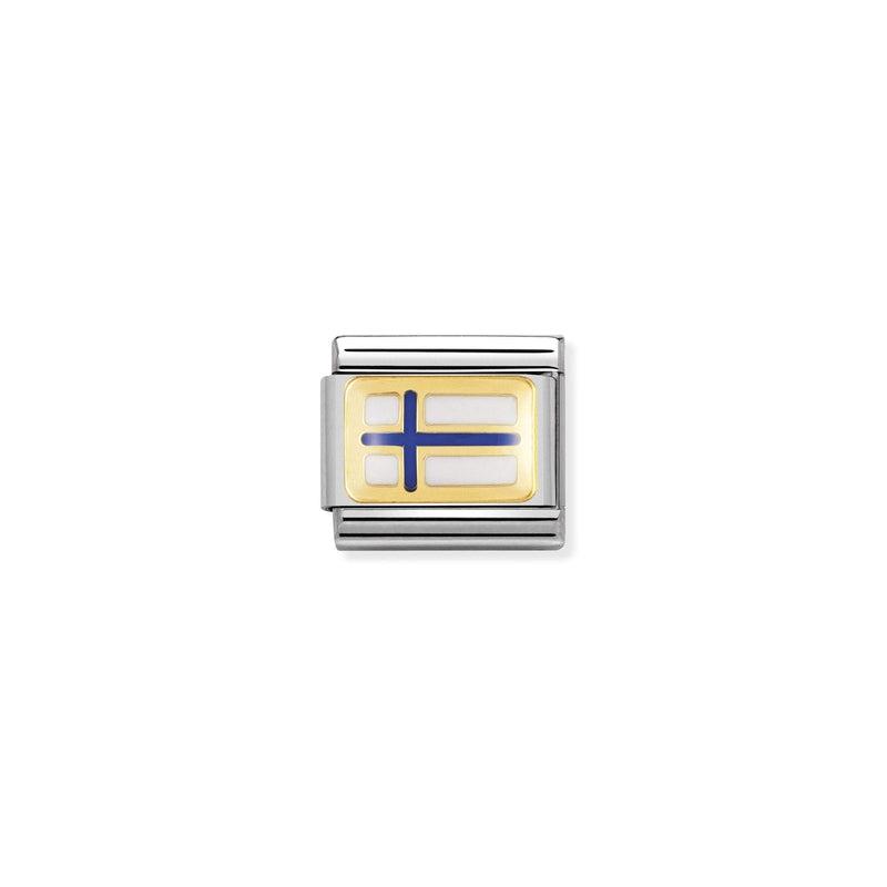 Nomination Composable Link Finland Flag, 18K Gold & Enamel