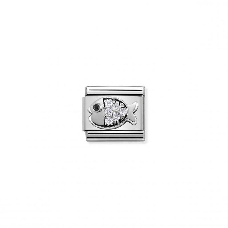 Nomination Composable Link Fish, Cubic Zirconia, Silver