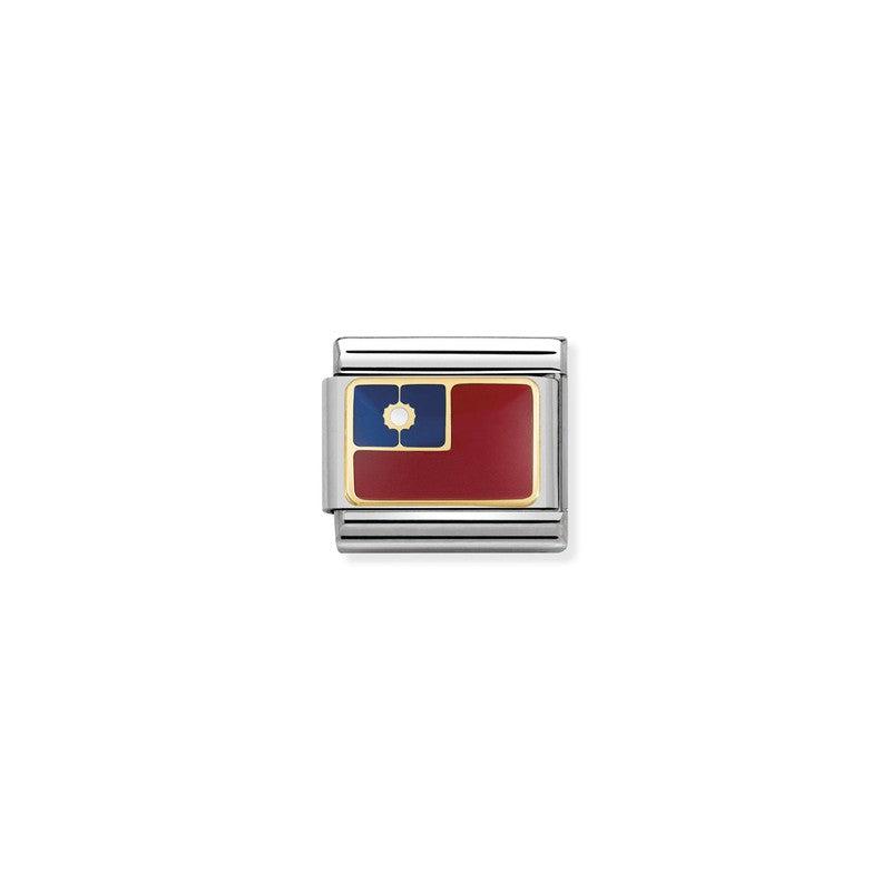 Nomination Composable Link Flag Taiwan, 18K Gold & Enamel