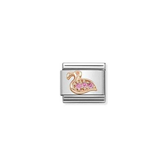Nomination Composable Link Flamingo, Cubic Zirconia, 9K Rose Gold
