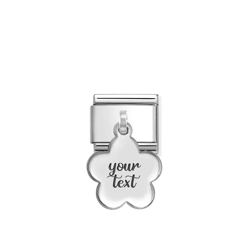 Nomination Composable Link Flower Engraving Pendant, Silver