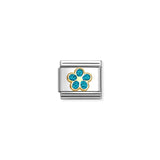 Nomination Composable Link Flower, Turquoise, 18K Gold & Glitter Enamel