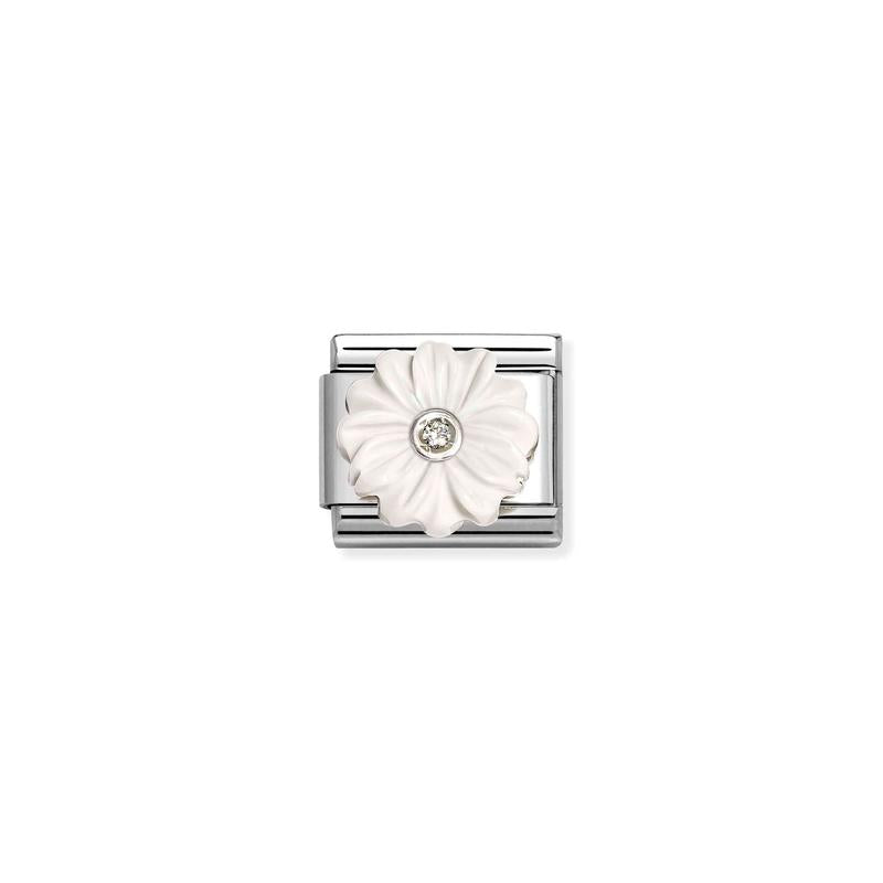 Nomination Composable Link Flower, White Stone, 925 Sterling Silver