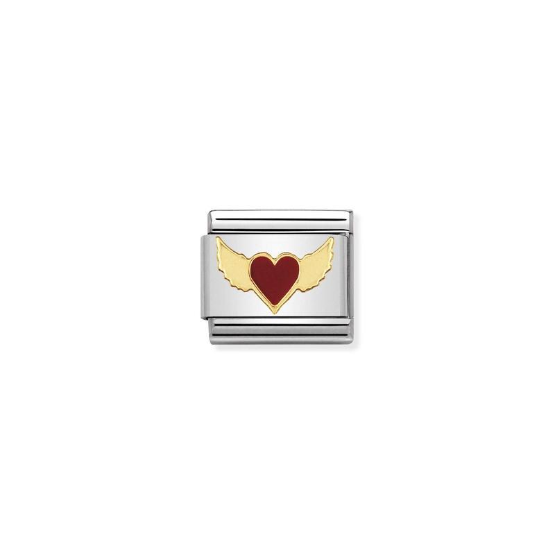 Nomination Composable Link Flying Heart, 18K Gold & Enamel