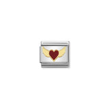 Nomination Composable Link Flying Heart, 18K Gold & Enamel