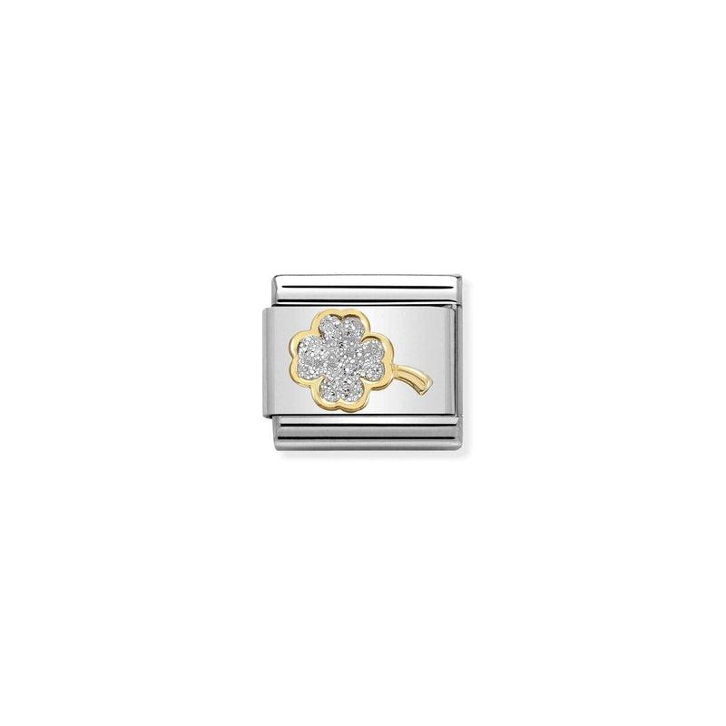 Nomination Composable Link Four-Leaf Clover, 18K Gold & Glitter Enamel