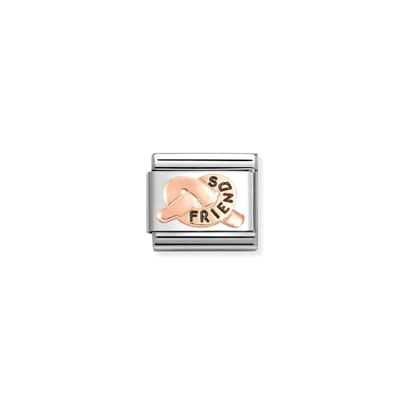 Nomination Composable Link Friends Promises Knot, 9K Rose Gold & Enamel