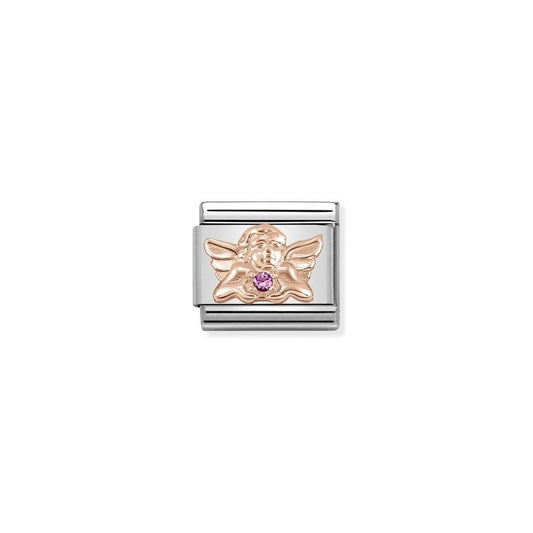 Nomination Composable Link Friendship Angel, Cubic Zirconia, 9K Rose Gold