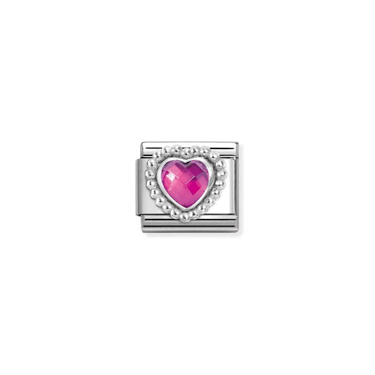 Nomination Composable Link Fuchsia Heart, Silver
