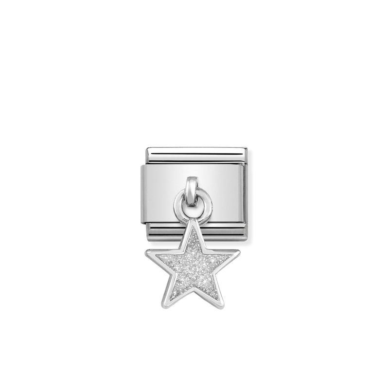 Nomination Composable Link Glitter Star Hanging Charm, Silver & Enamel