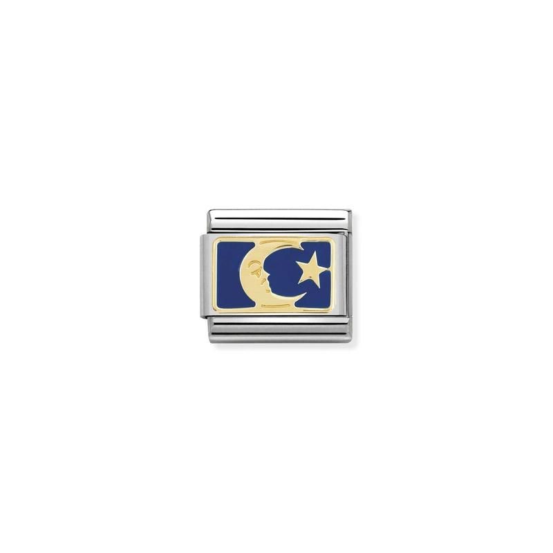Nomination Composable Link Gold Moon With Star, 18K Gold & Enamel