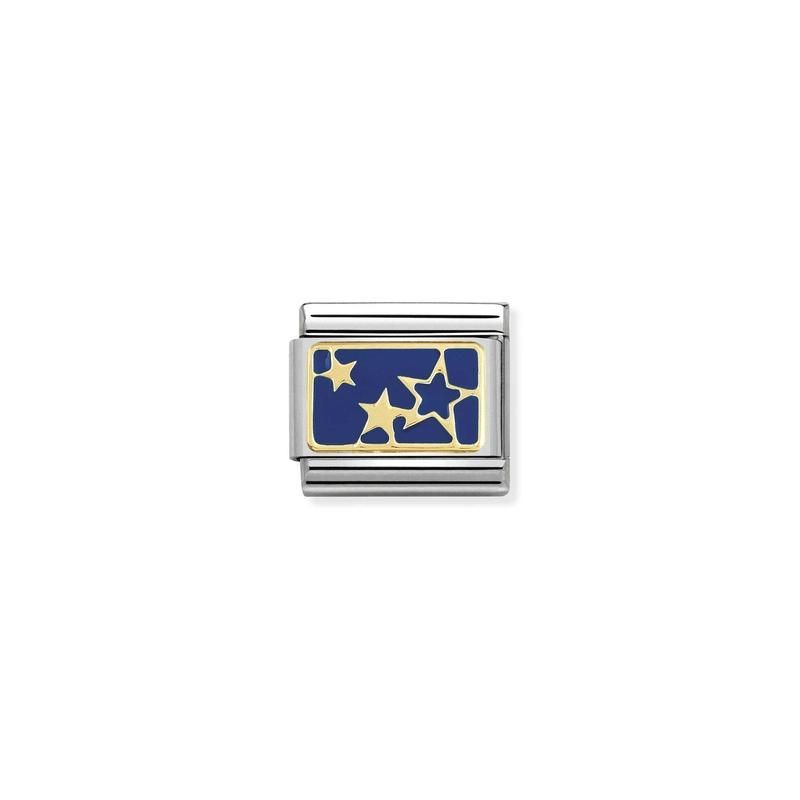 Nomination Composable Link Gold Stars, Blue, 18K Gold & Enamel