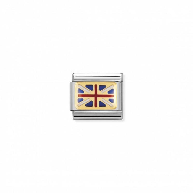 Nomination Composable Link Great Britain Flag, 18K Gold & Enamel