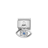 Nomination Composable Link Greek Eye Hanging Charm, Cubic Zirconia, Silver