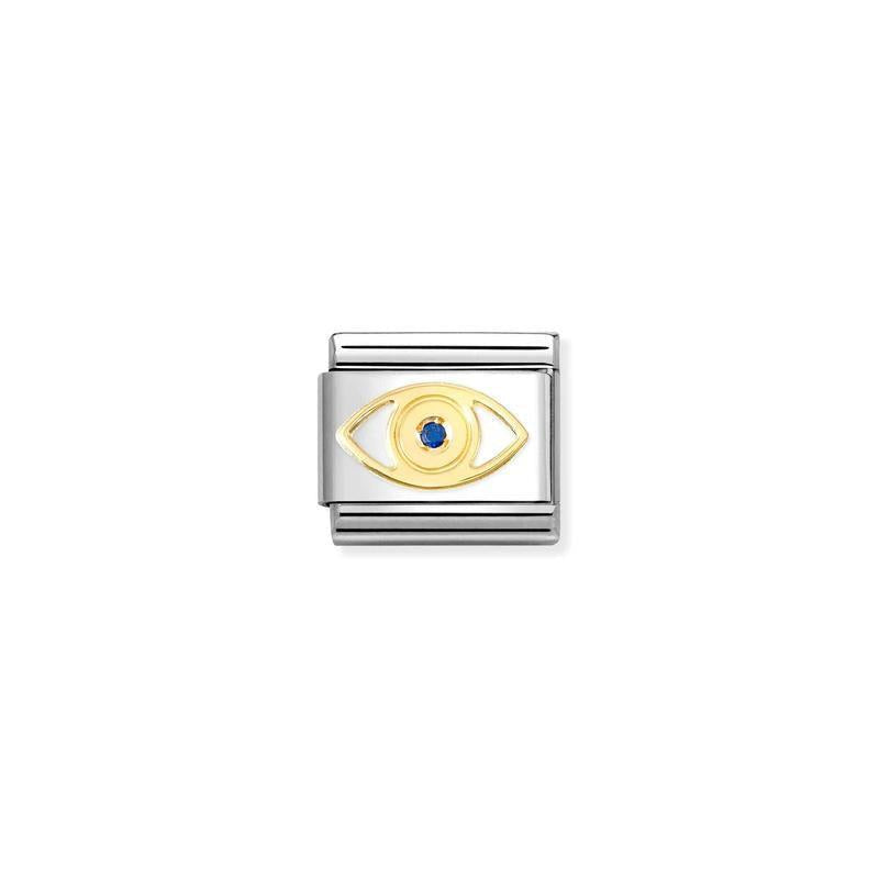 Nomination Composable Link Greek Eye with Blue Cubic Zirconia, 18K Gold - front