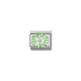 Nomination Composable Link Green Flower, Cubic Zirconia, Silver & Enamel